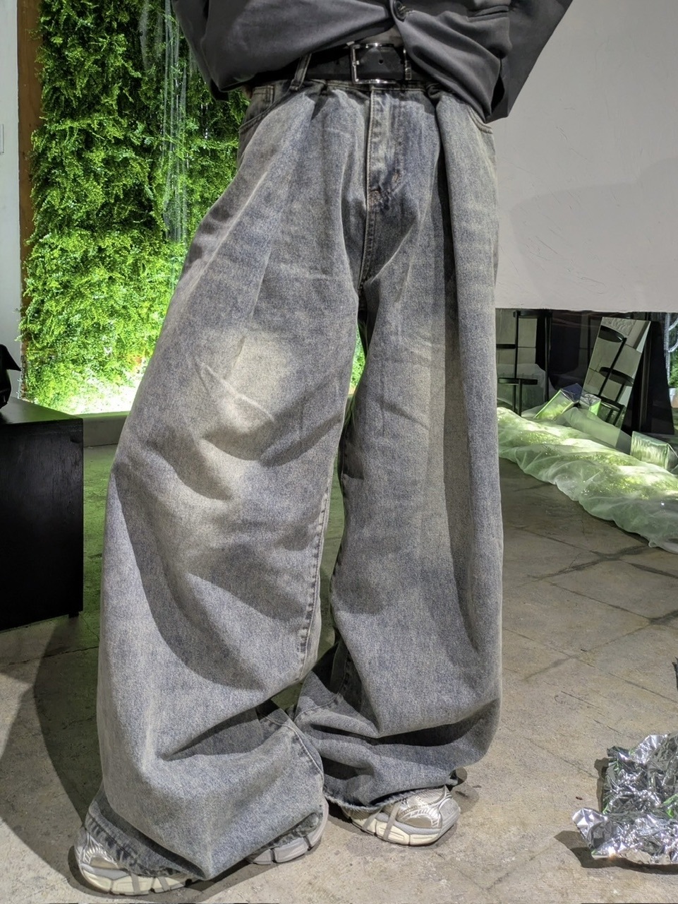 LUV CODE】wash denim tuck wide pants | OUR BRAND,LUV CODE