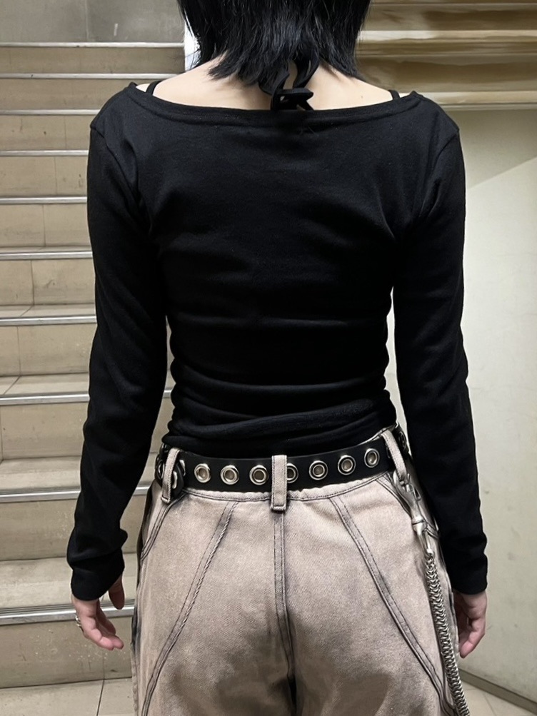 tシャツ 「XU」v neck vintage print long sleeve tee レディース XU（エックスユー）の「【XU】v neck vintage print long sleeve