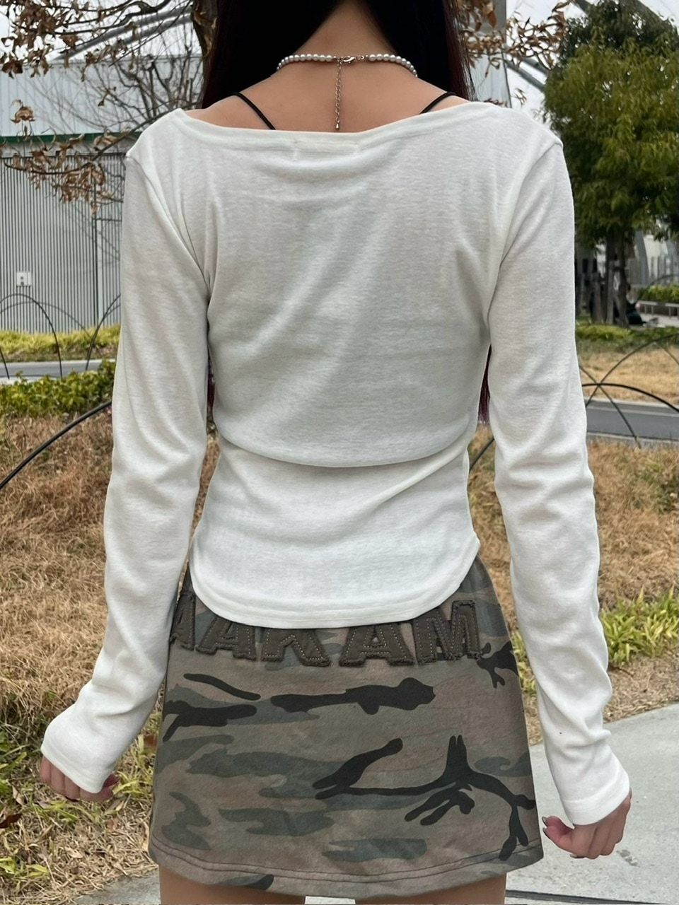 受注制【XU DOG】v neck vintage print long sleeve tee (3color
