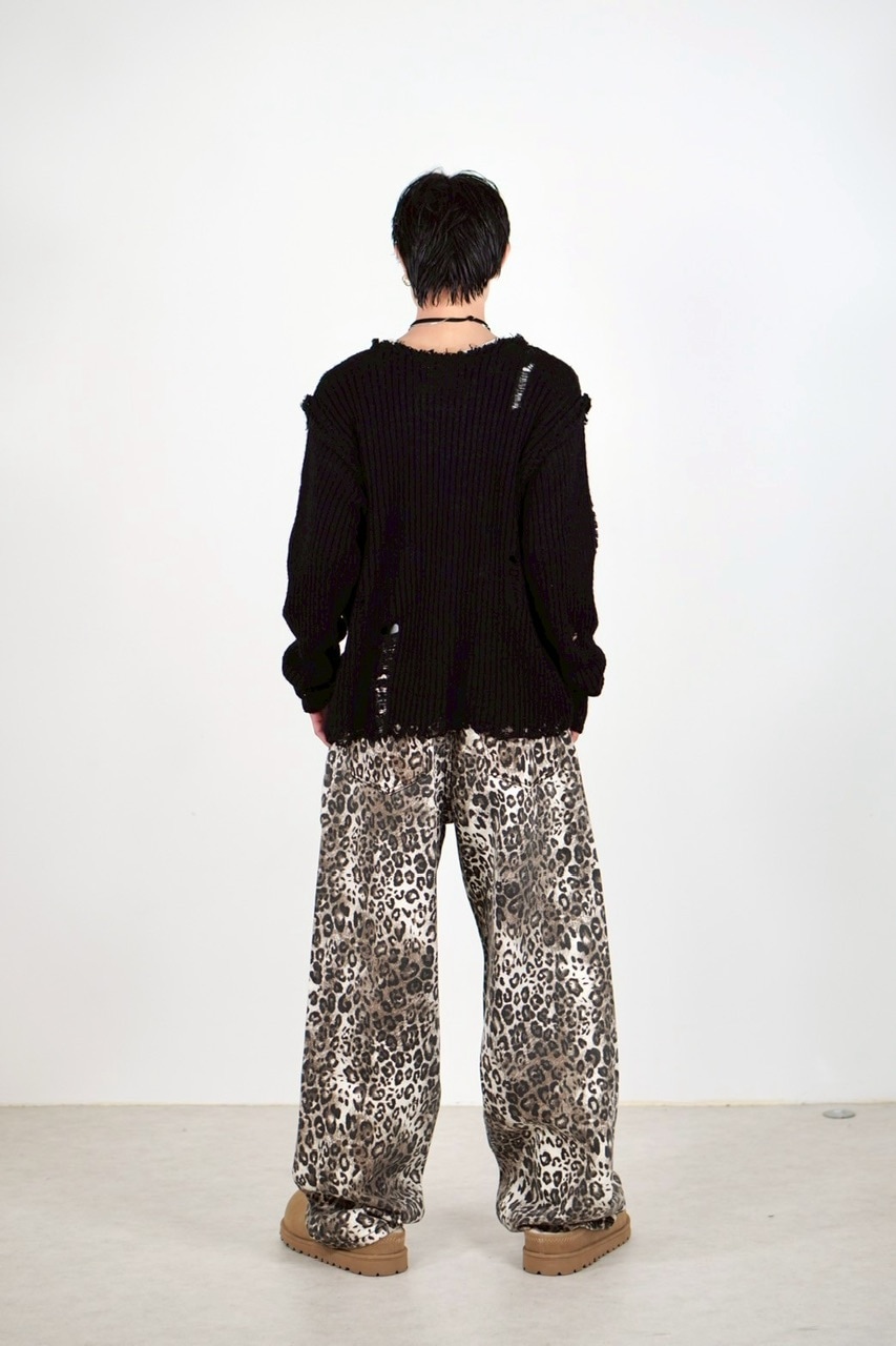 【未使用】 14th addiction ダメージ Vネック ニット トップス GOLDJAPAN 大きいサイズ レディース トップス ニット チェーン Vネック