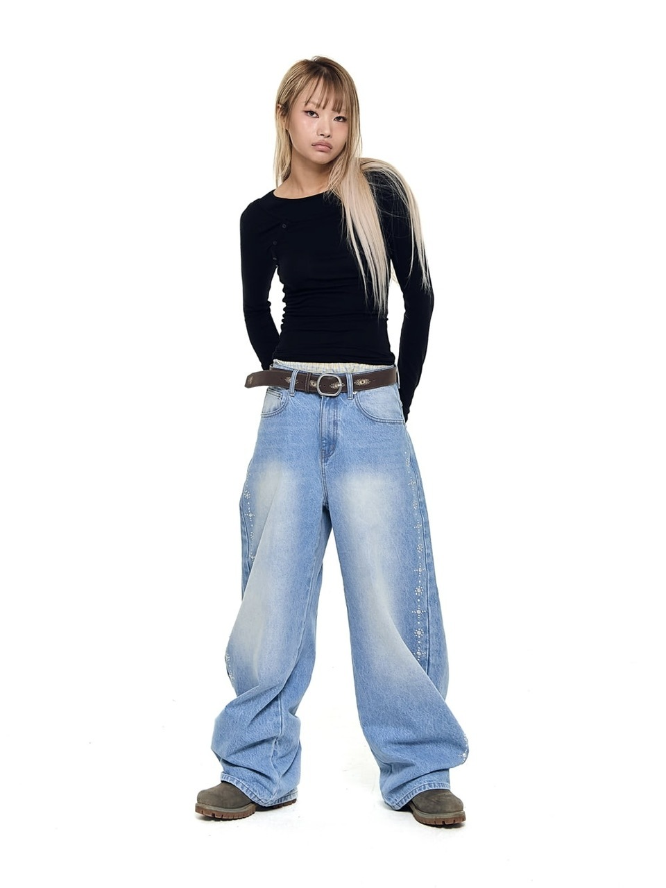 AAKAM】Side Rhinestone Denim Pants | OUR BRAND,AAKAM