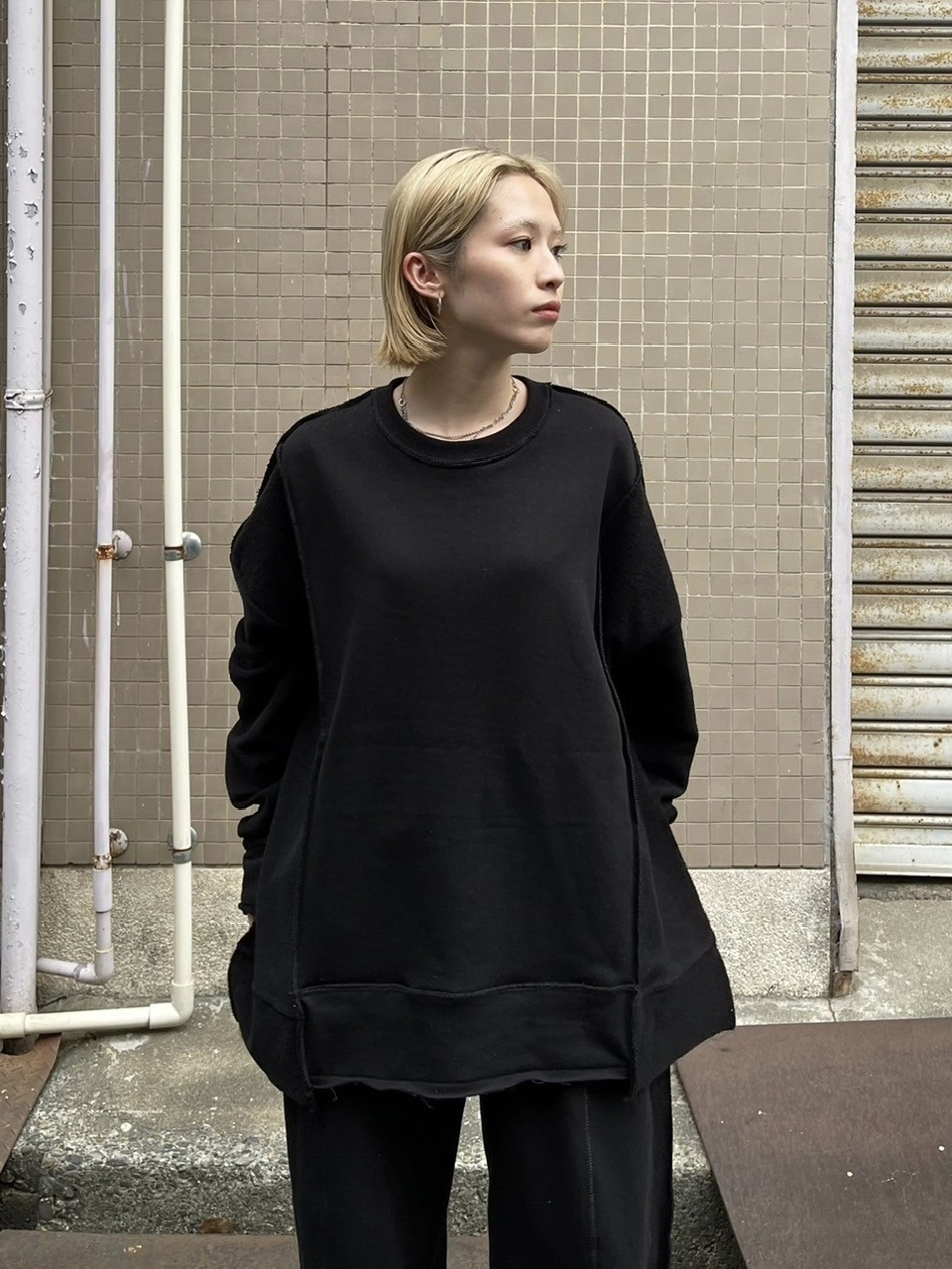 Chikashitsu +】set up reverse design sweat (2color) | OUR