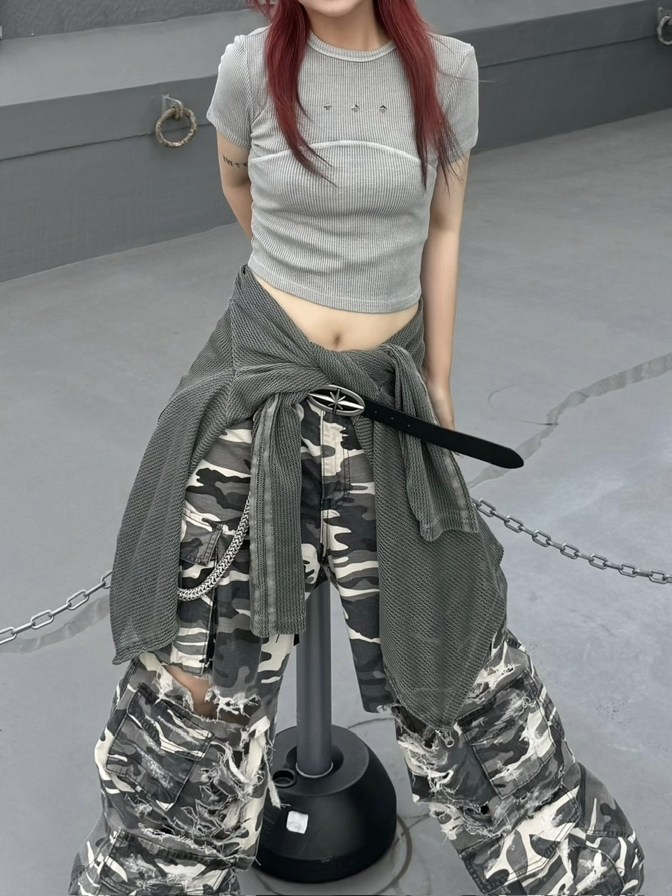 受注制【Never mind the XU】pigment rib crop tee (3color)