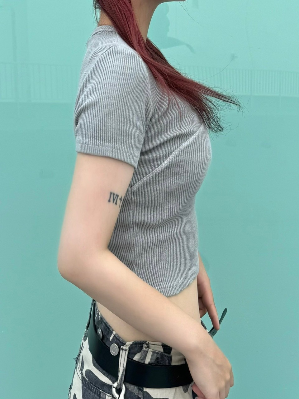 受注制【Never mind the XU】pigment rib crop tee (3color)