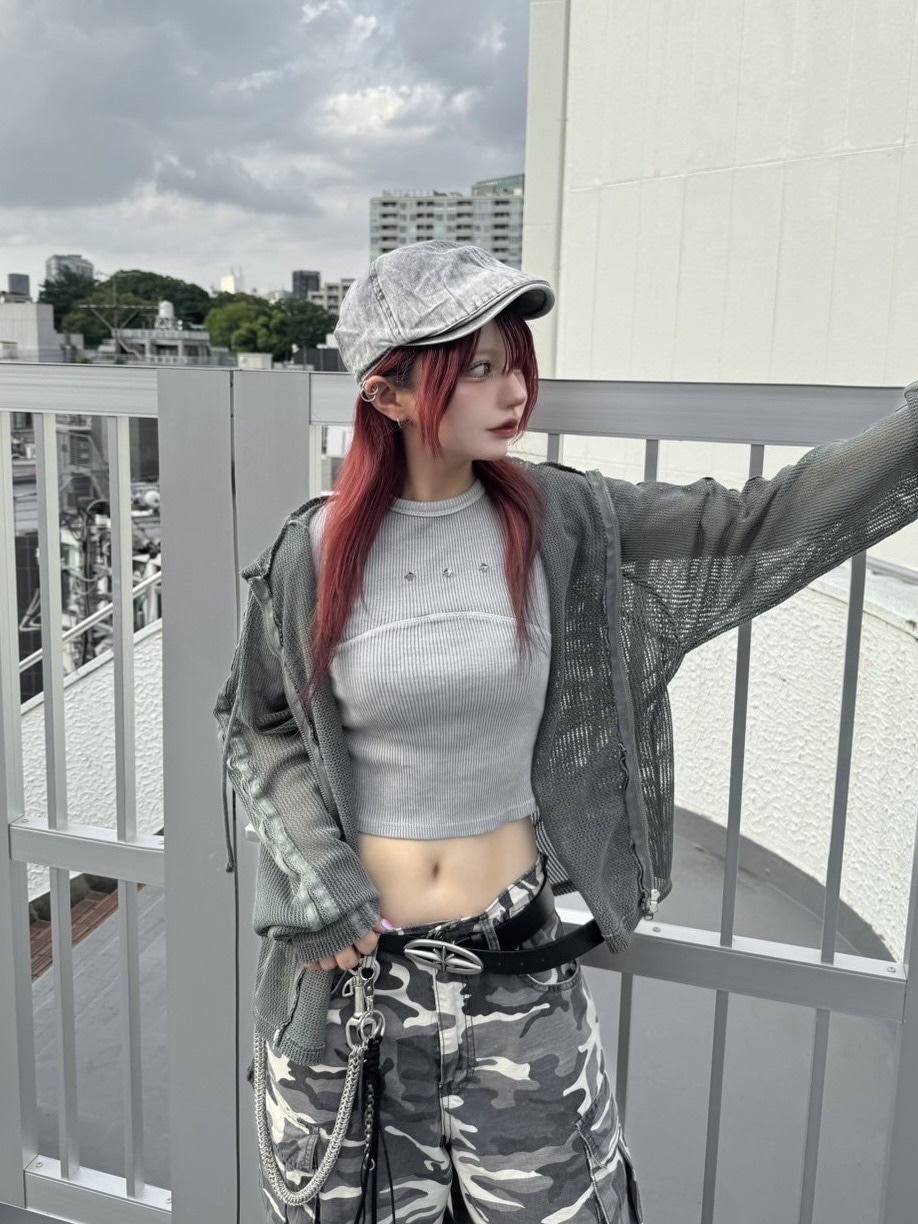 受注制【Never mind the XU】pigment rib crop tee (3color)