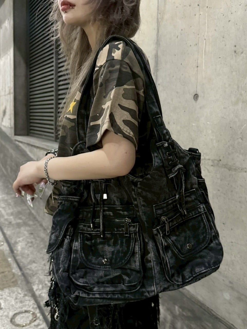 受注制【Never mind the XU】2way denim bag (2color