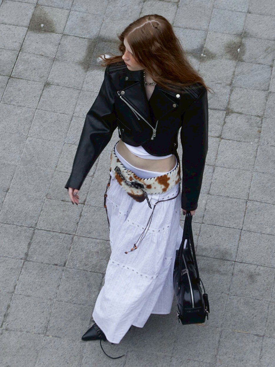NOT KNOWING】Tiered Eyelet Maxi Skirt | OUR BRAND,NOT