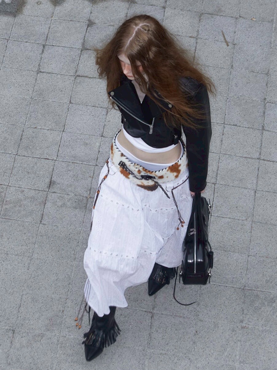 【NOT KNOWING】Tiered Eyelet Maxi Skirt / 【ノットノーイング】ティアードアイレットマキシスカート