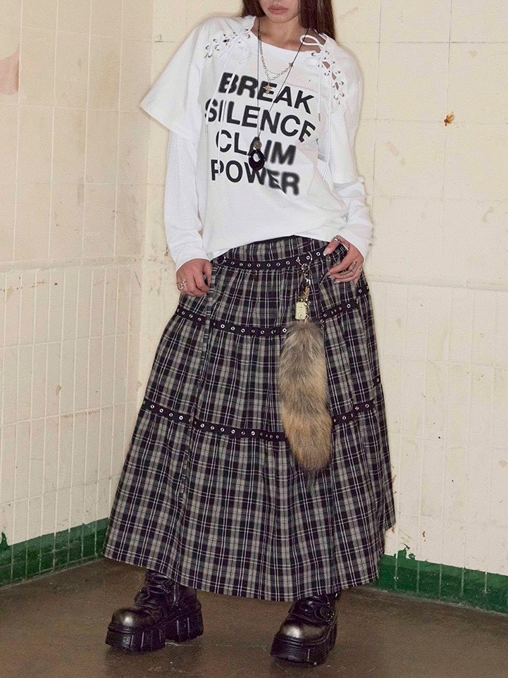 【NOT KNOWING】Tiered Eyelet Maxi Skirt / 【ノットノーイング】ティアードアイレットマキシスカート