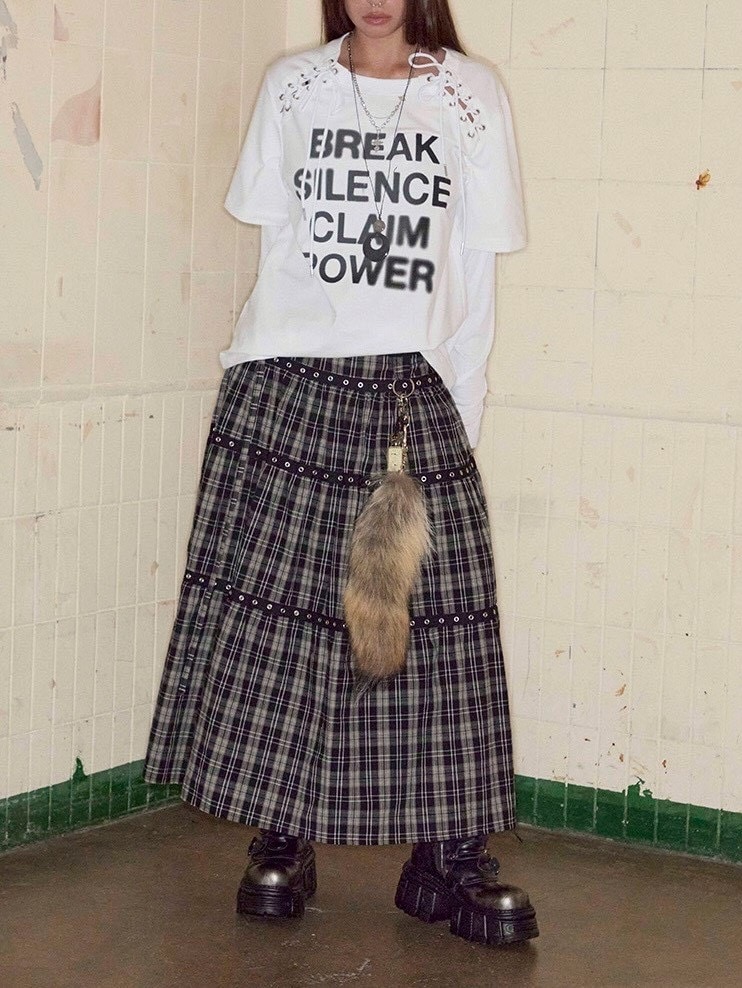 【NOT KNOWING】Tiered Eyelet Maxi Skirt / 【ノットノーイング】ティアードアイレットマキシスカート