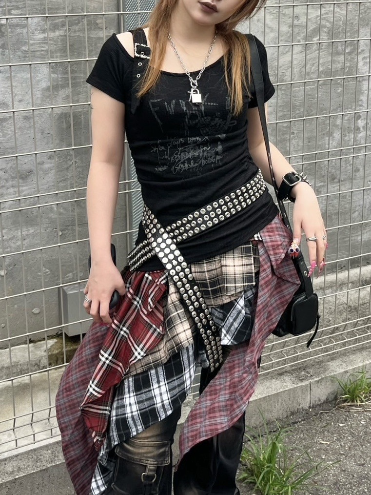 目指せミニマリストDWIND AND SEA 受注制【Never mind the XU】one shoulder punk tops (3color