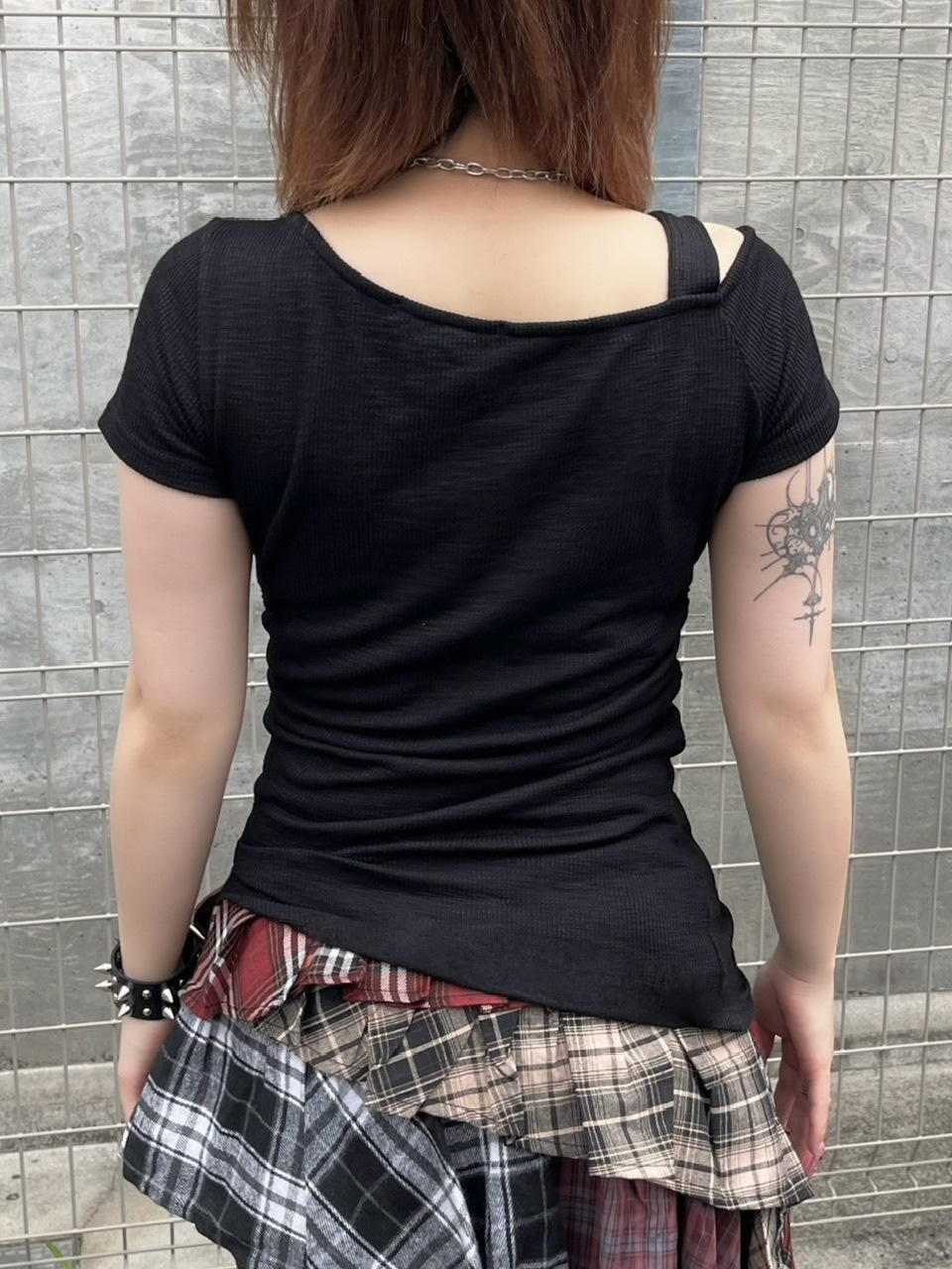 受注制【Never mind the XU】one shoulder punk tops (3color