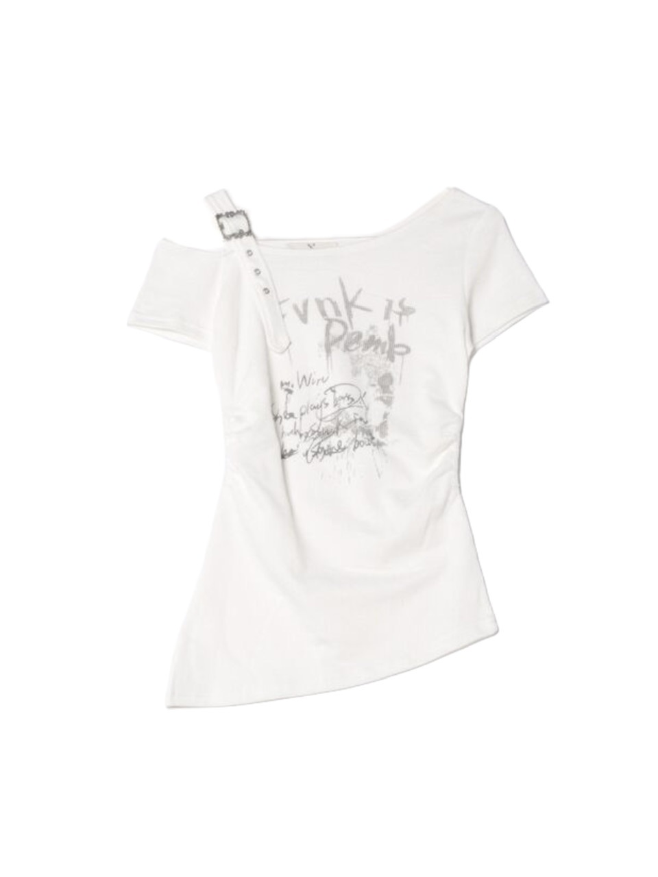 受注制【Never mind the XU】one shoulder punk tops (3color