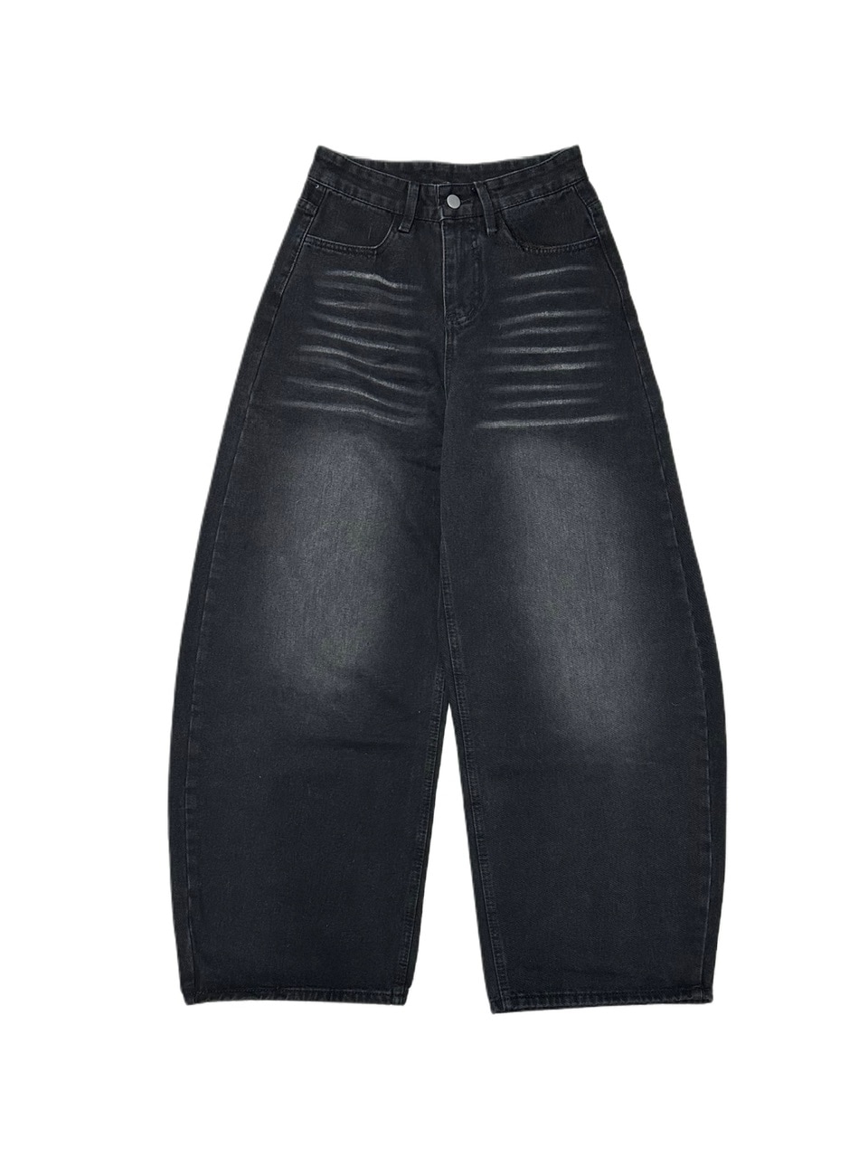 受注制【Never mind the XU】back print wide denim pants