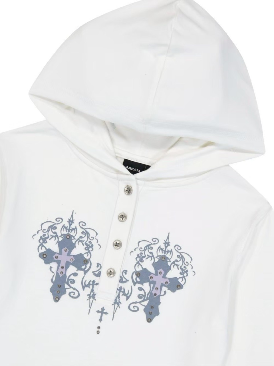 AAKAM】Studded CROS2 Hooded Long Sleeve | OUR BRAND,AAKAM