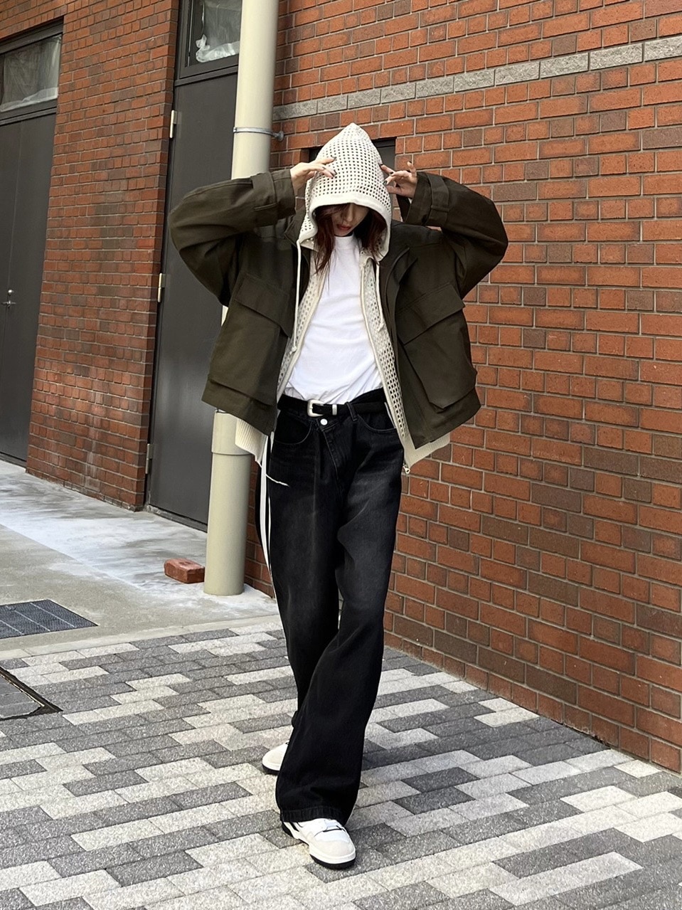 受注制【Chikashitsu +】oversized side line denim pants (2color)