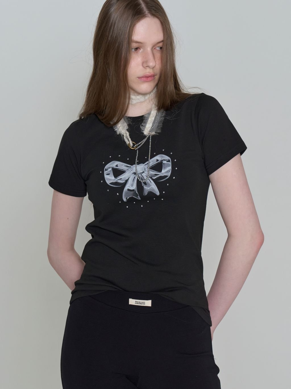 韓国 リボン Tシャツ バレエコア [ROCKCAKE] HOTFIX RIBBON TOP ROCKCAKE]Hotfix リボン トップ☆新作☆韓国☆ (ROCKCAKE/T