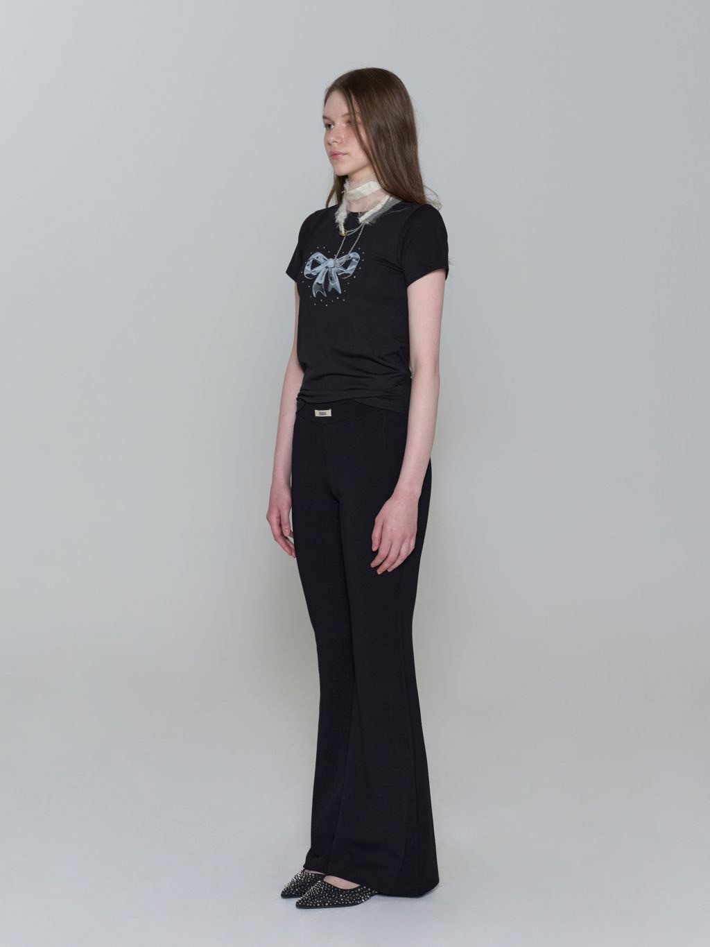 Tシャツ・カットソー ROCKCAKE Hotfix Ribbon Top Black RC24TP11900 ROCK CAKE】Hotfix Ribbon Top | OUR BRAND,ROCK CAKE