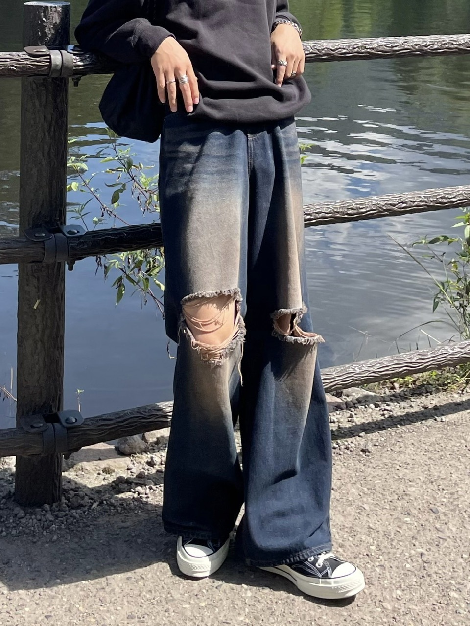 パンツ RENOL vintage wash denim wide pants RENOL】vintage wash denim pants (2color) | OUR BRAND,RENOL