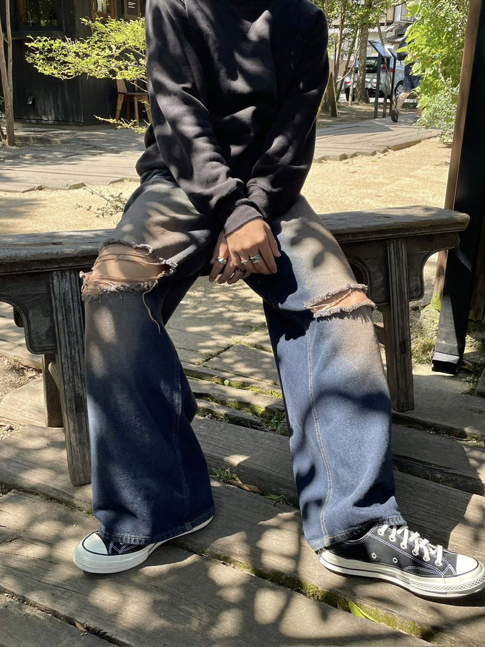 RENOL】vintage wash damage denim pants | OUR BRAND,RENOL