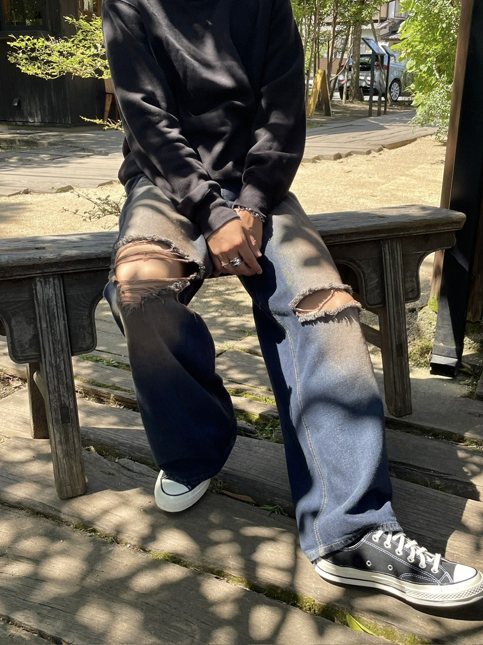 RENOL】vintage wash damage denim pants | OUR BRAND,RENOL