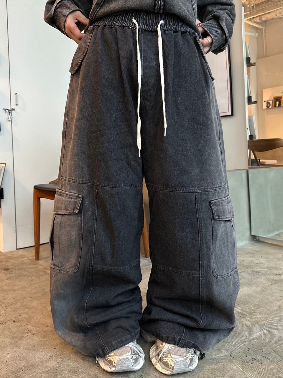 【LUV CODE】denim cargo pants