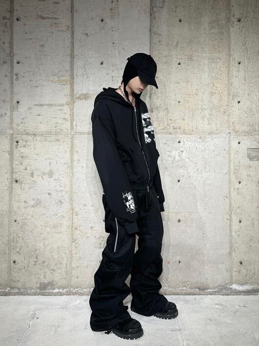 【roaringrad】ZIPPER SAGGING PANTS BLACK roaringrad】ZIPPER SAGGING PANTS BLACK | OUR BRAND