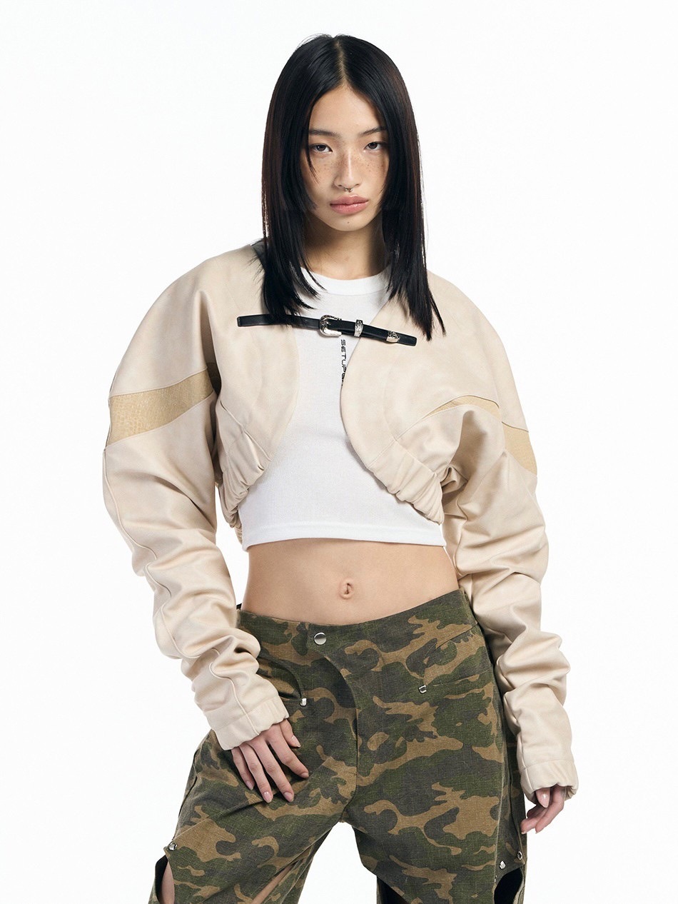 SETUP-EXE★韓国★人気★Matte Leather bolero buckle Jacket SETUP‐EXE】Matte Leather bolero buckle Jacket | OUR BRAND
