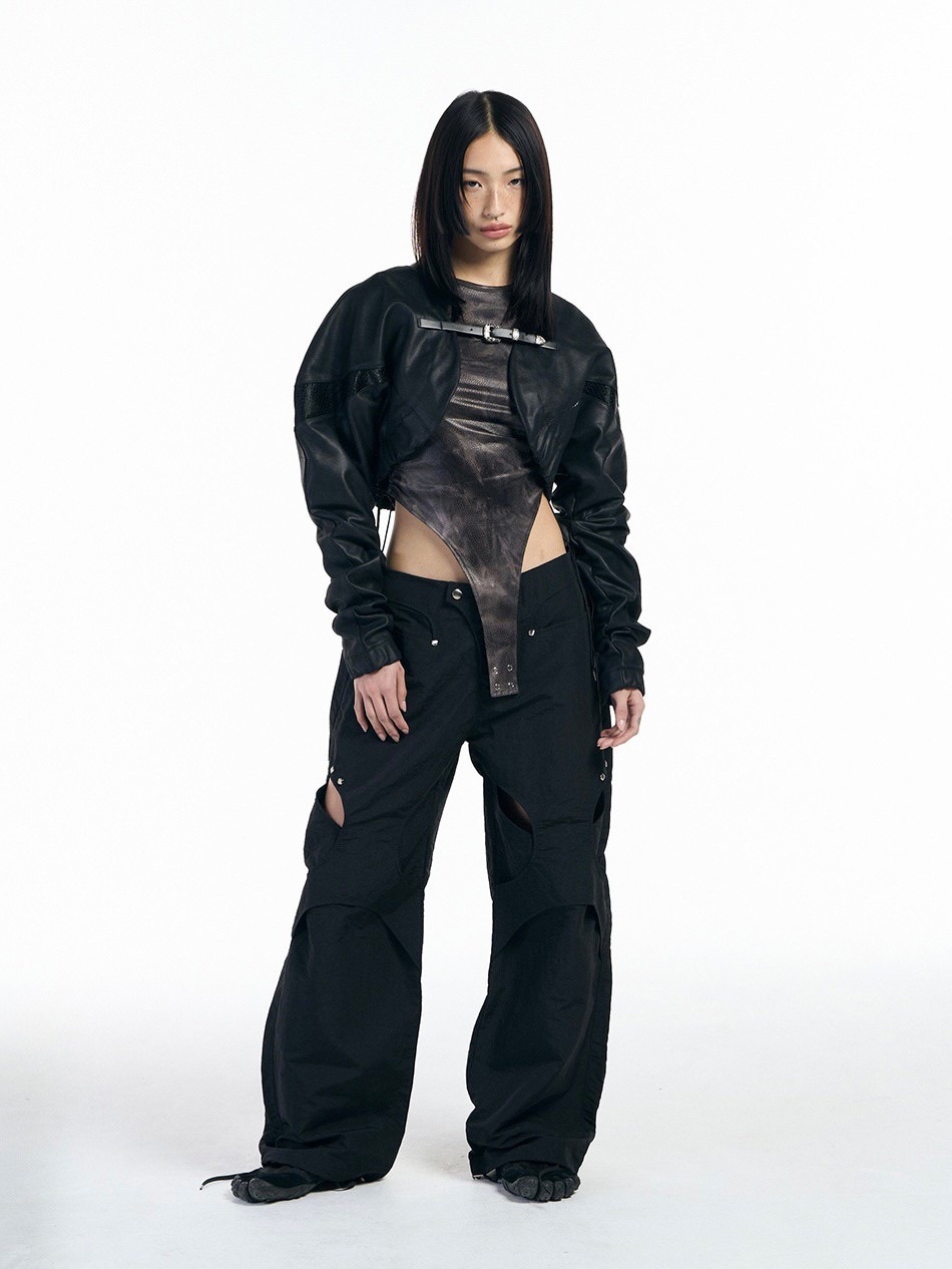 SETUP-EXE★韓国★人気★Matte Leather bolero buckle Jacket SETUP‐EXE】Matte Leather bolero buckle Jacket | OUR BRAND