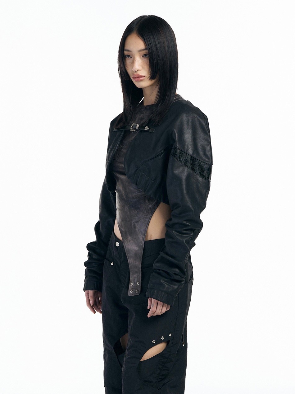 SETUP-EXE★韓国★人気★Matte Leather bolero buckle Jacket SETUP‐EXE】Matte Leather bolero buckle Jacket | OUR BRAND