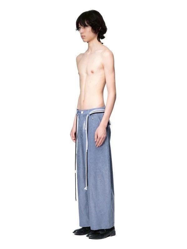 【The Boy Has No Patience】Transparent Pressed French Work Pants / 【ザボーイハズノーペーシェンス】ベルトストリングデニムパンツ