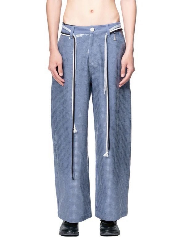 【The Boy Has No Patience】Transparent Pressed French Work Pants / 【ザボーイハズノーペーシェンス】ベルトストリングデニムパンツ