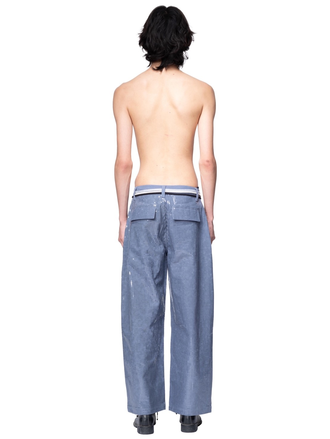 【The Boy Has No Patience】Transparent Pressed French Work Pants / 【ザボーイハズノーペーシェンス】ベルトストリングデニムパンツ