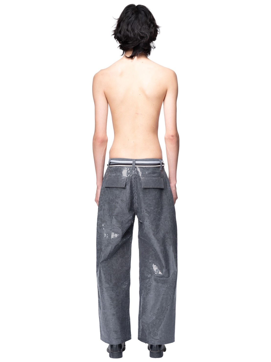 【The Boy Has No Patience】Transparent Pressed French Work Pants / 【ザボーイハズノーペーシェンス】ベルトストリングデニムパンツ