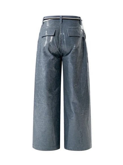 【The Boy Has No Patience】Transparent Pressed French Work Pants / 【ザボーイハズノーペーシェンス】ベルトストリングデニムパンツ