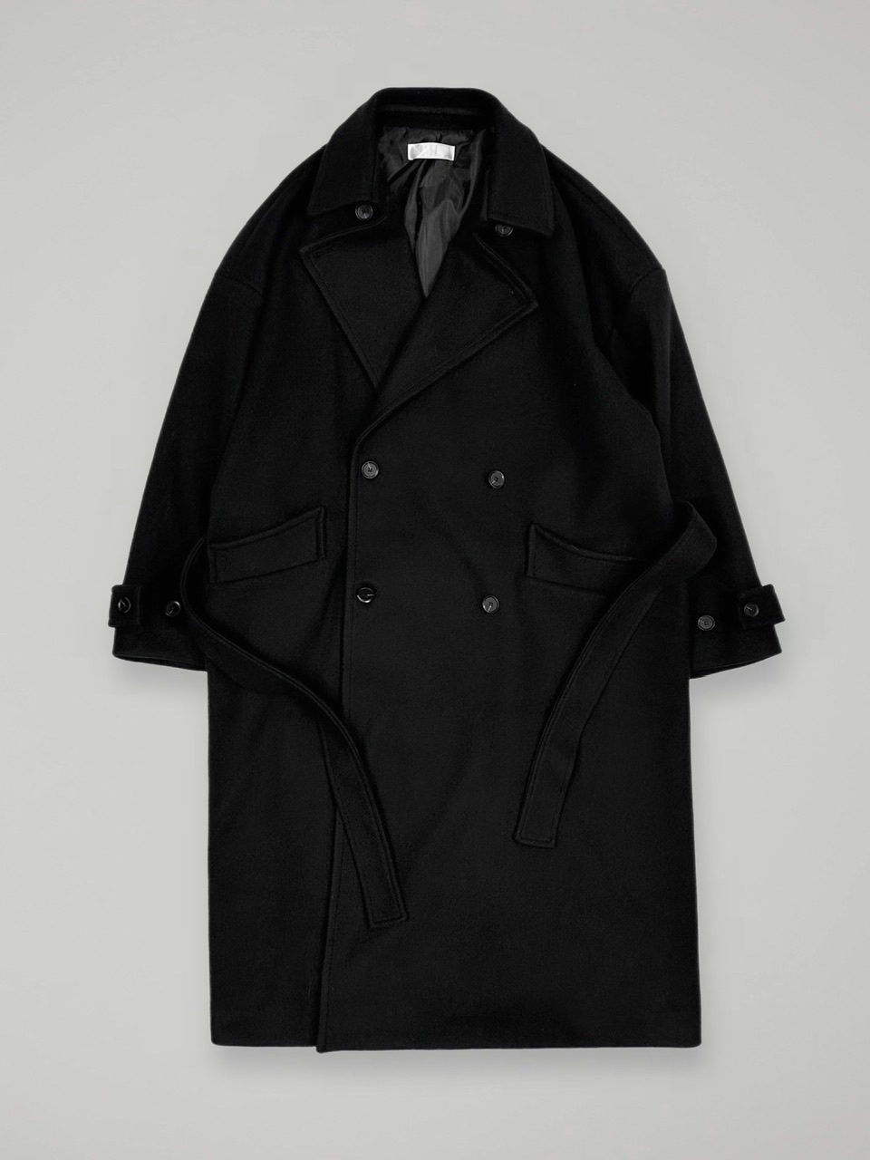 【Chikashitsu +】オーバーサイズウールダブルコート　ブラック 大阪店WEB限定【Chikashitsu +】oversized wool double coat (2color