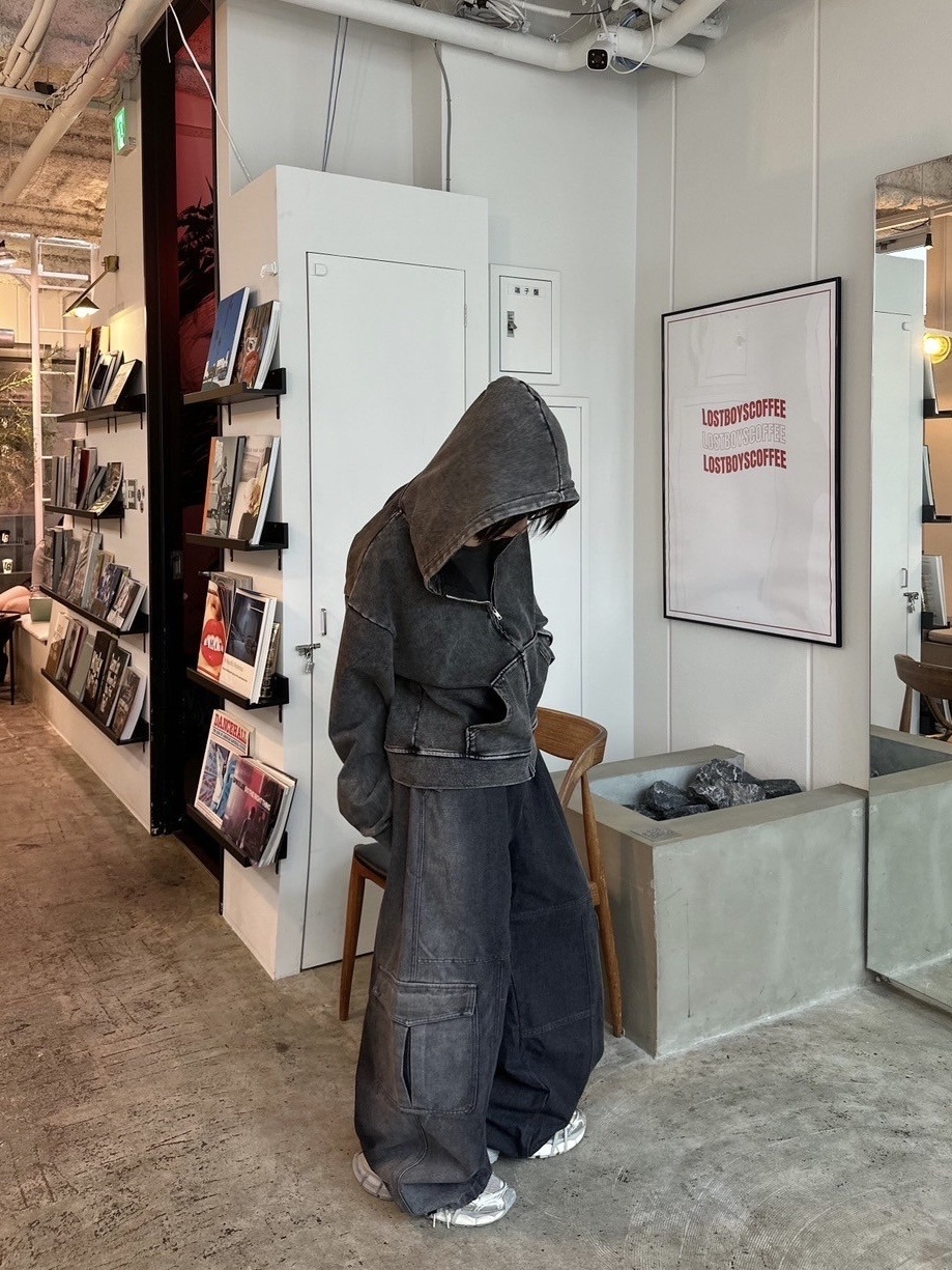 【LUV CODE】pigment zip up hoodie
