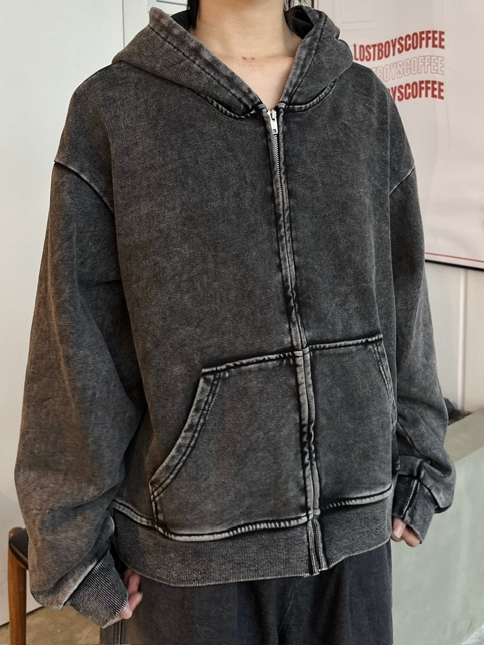 【LUV CODE】pigment zip up hoodie
