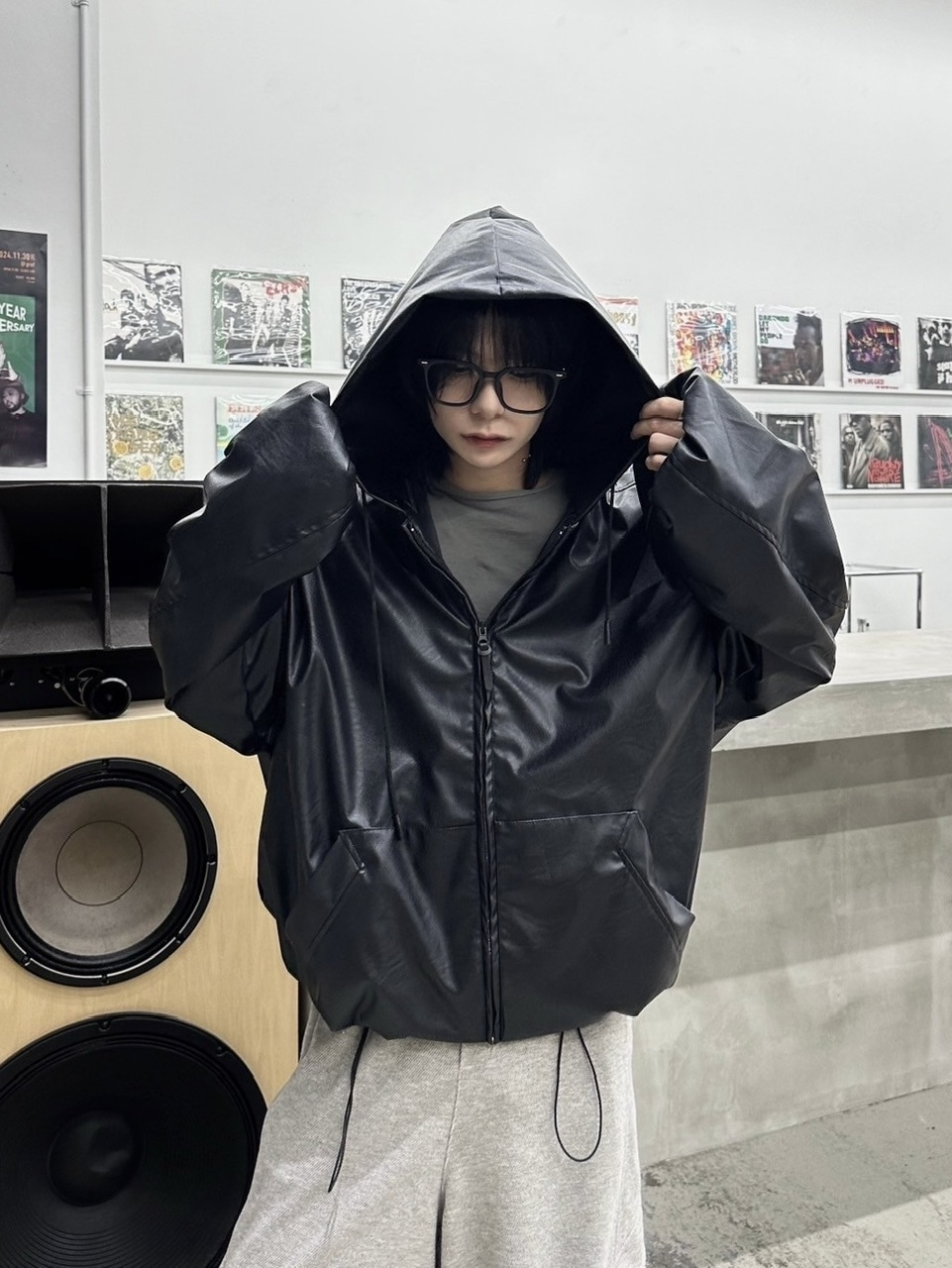 受注制【LUV CODE】leather hooded jacket | OUR BRAND,LUV CODE