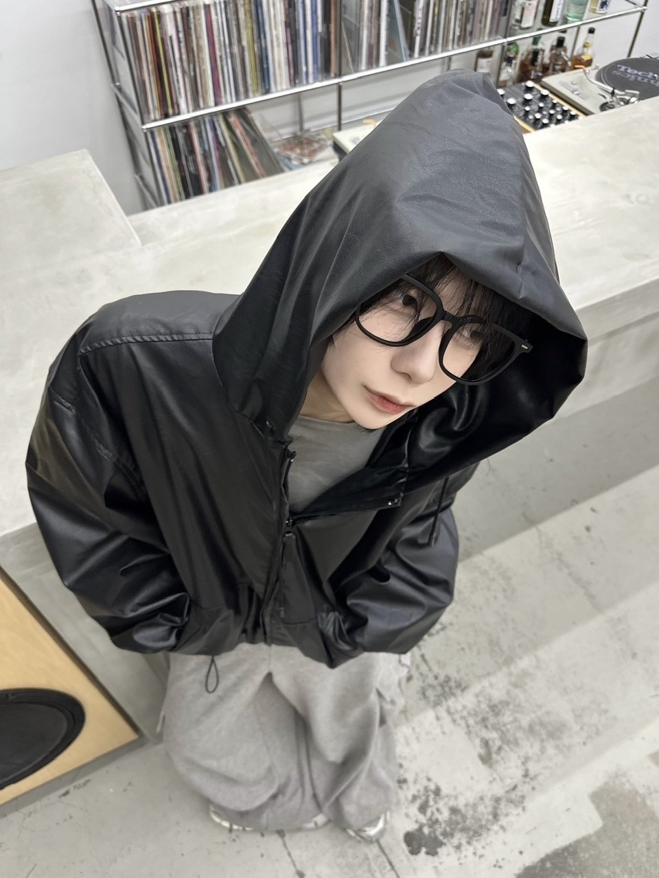 受注制【LUV CODE】leather hooded jacket | OUR BRAND,LUV CODE