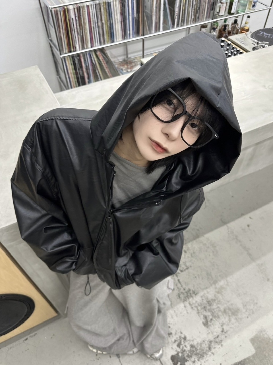 受注制【LUV CODE】leather hooded jacket | OUR BRAND,LUV CODE