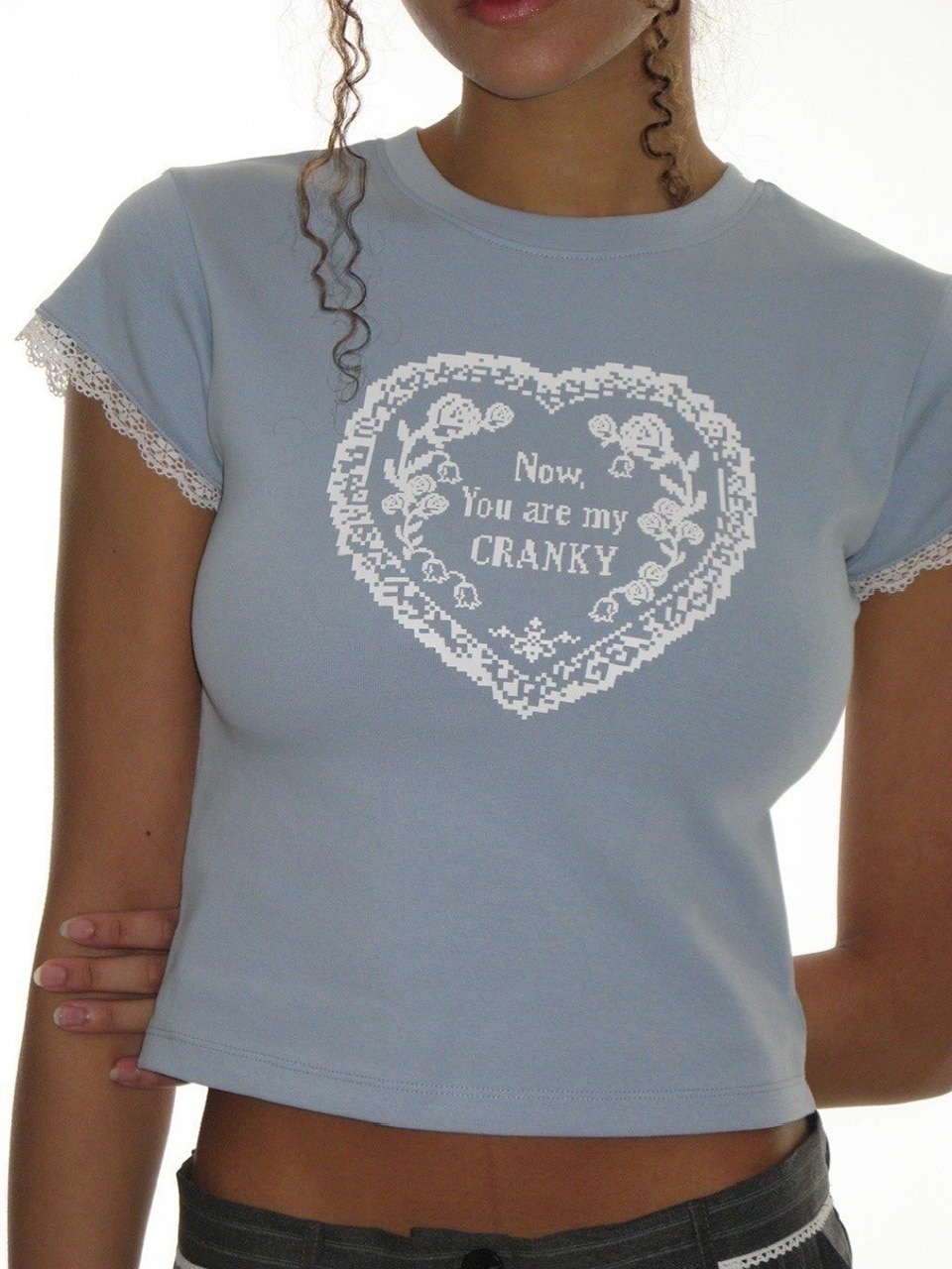CRANK】LACE HEART PRINTING TOP | OUR BRAND,CRANK | PRESSING