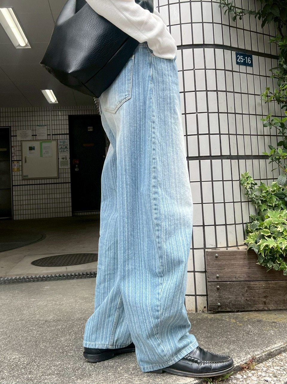 受注制【Chikashitsu +】wide stripe denim pants / 【チカシツプラス