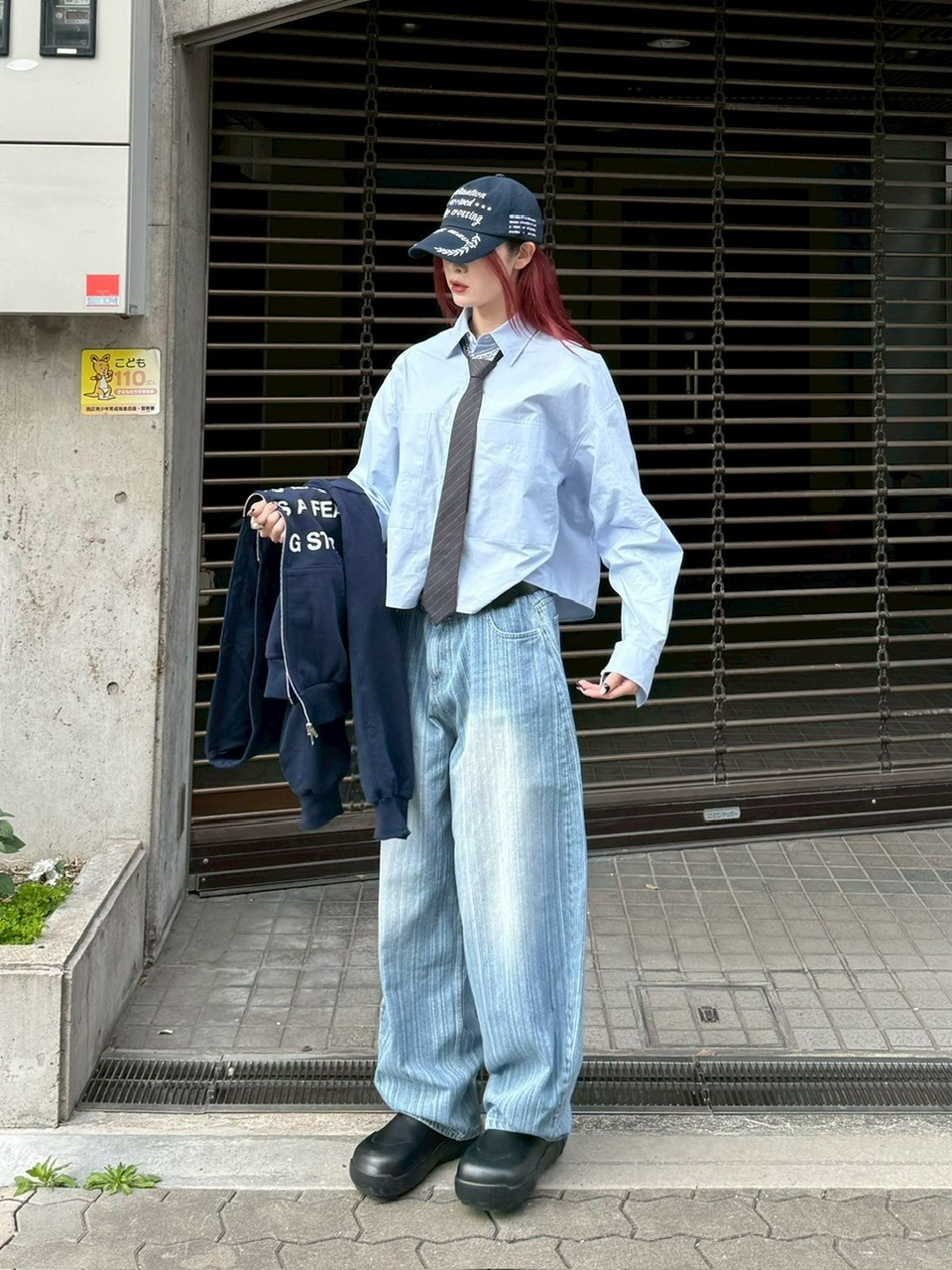 受注制【Chikashitsu +】wide stripe denim pants / 【チカシツプラス