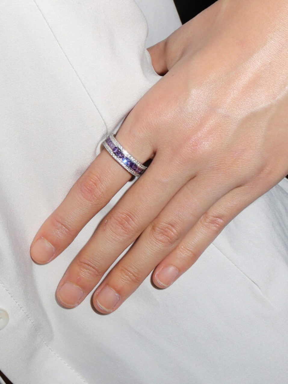 【BLACK PURPLE】AAA DIA CRYSTAL 3-LINE RING