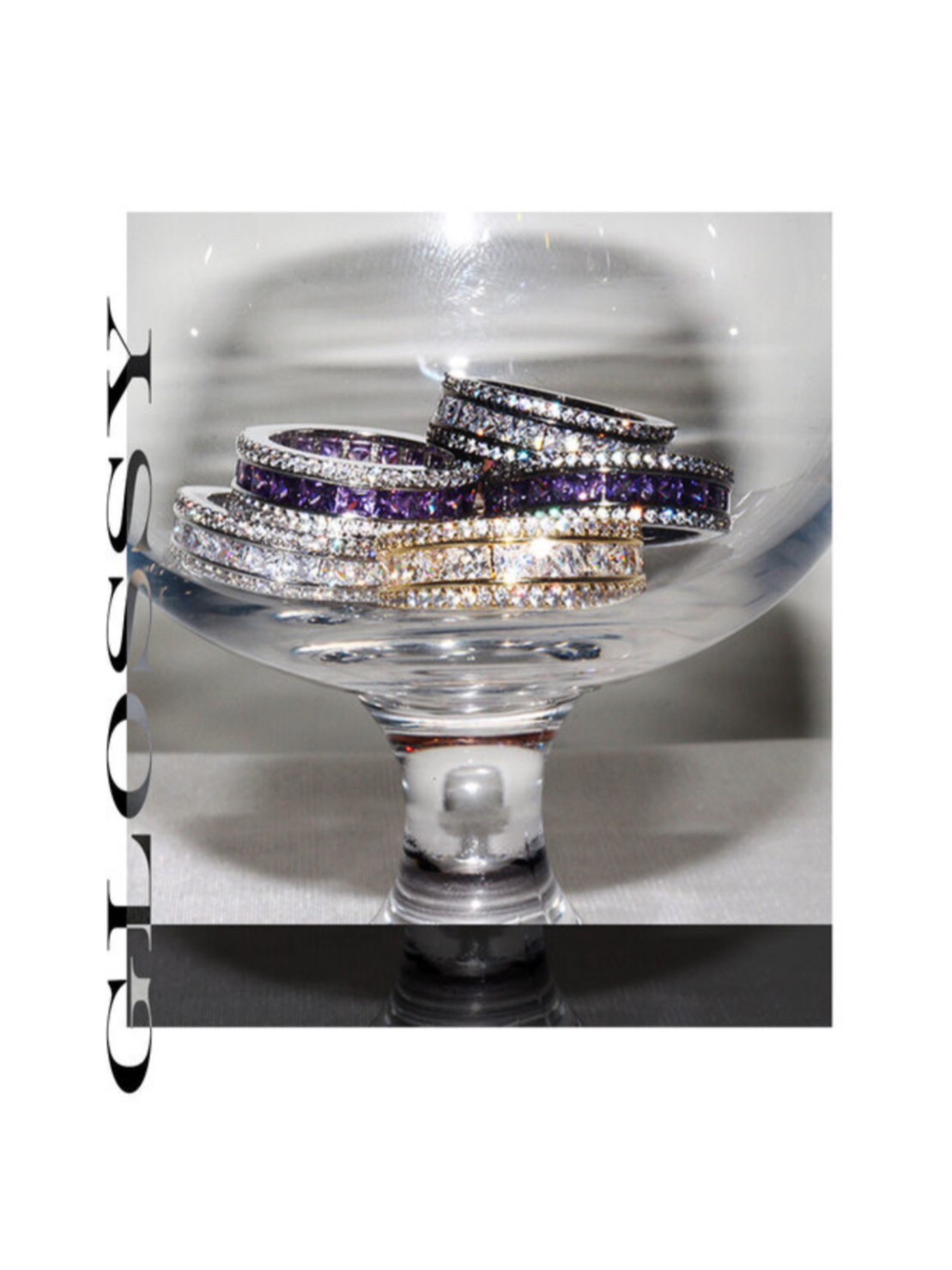 【BLACK PURPLE】AAA DIA CRYSTAL 3-LINE RING