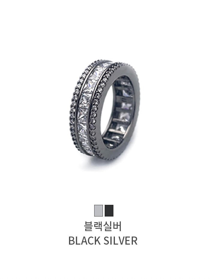 【BLACK PURPLE】AAA DIA CRYSTAL 3-LINE RING