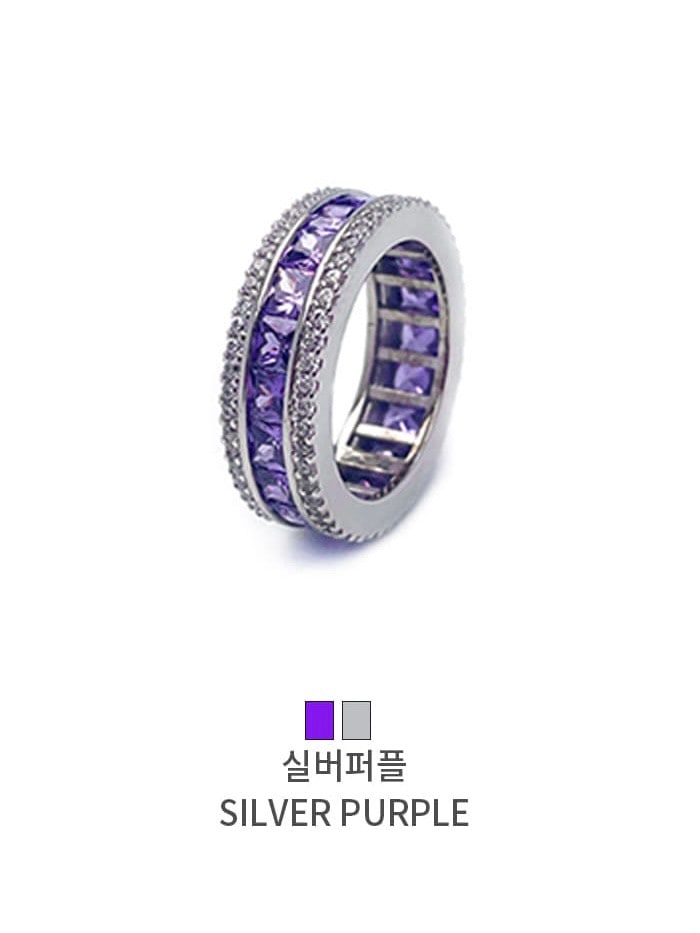 BLACK PURPLE】AAA DIA CRYSTAL 3-LINE RING | OUR BRAND,BLACK PURPLE