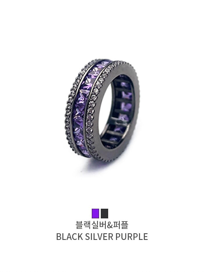 【BLACK PURPLE】AAA DIA CRYSTAL 3-LINE RING