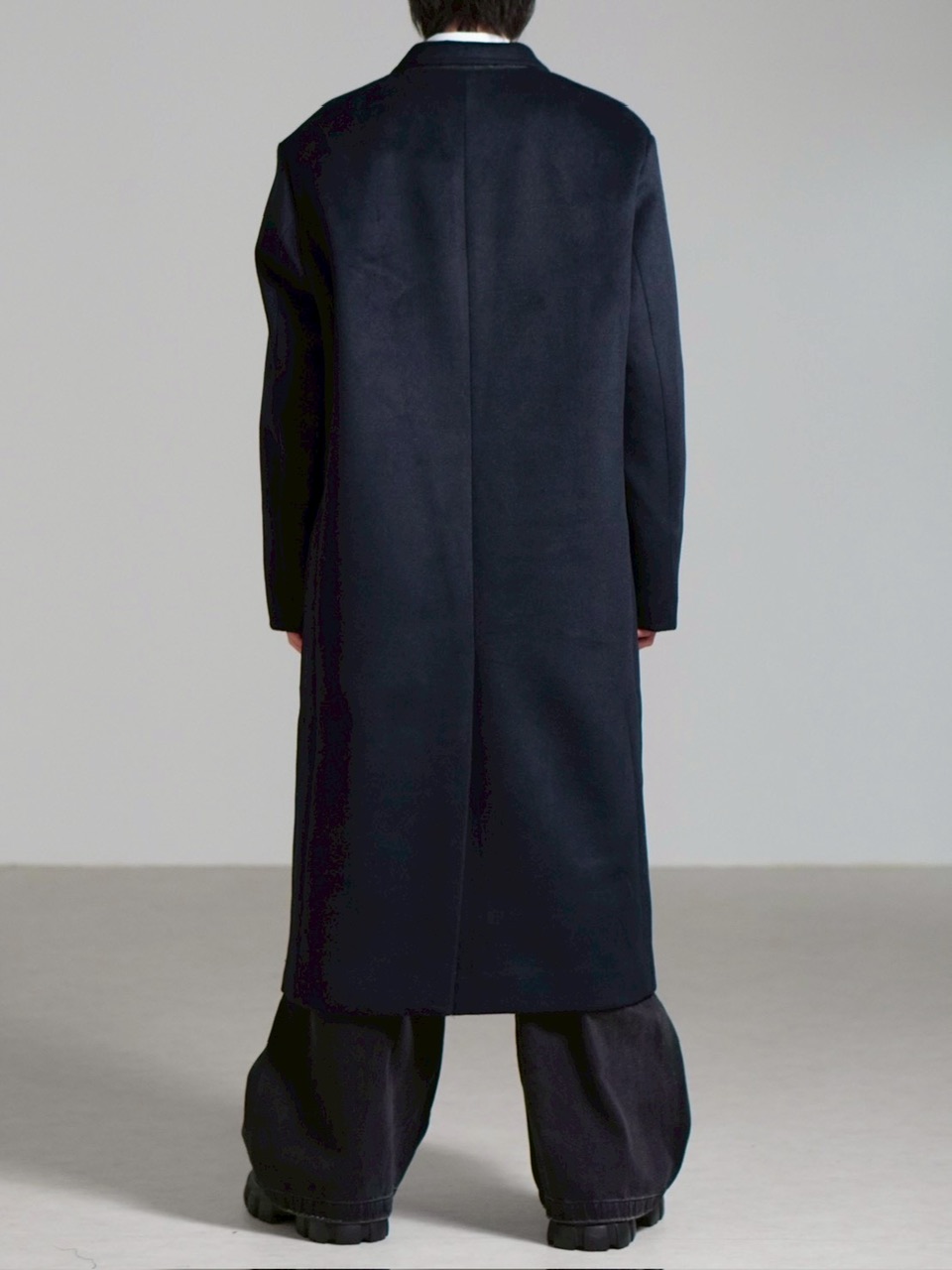 【Chikashitsu +】overfit cashmere blend double long coat / 【チカシツプラス】オーバーフィットカシミヤブレンドダブルロングコート (3color)